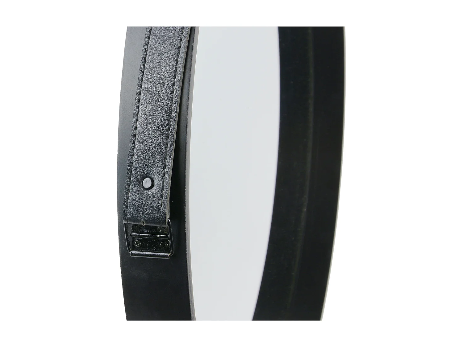 Miroir Rond Avec Anse Pu Noir 50cm Noir