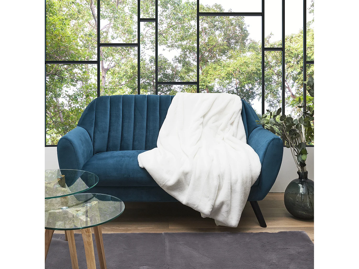 Plaid Imit Fourrure Opulence Ecru 120x150cm Blanc