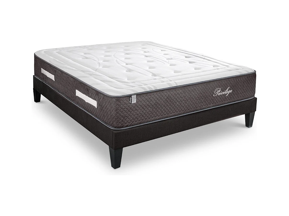 BELLECOUR LITERIE | Ensemble PRIVILEGE 200x220 cm | Matelas Ressorts ensachés + Sommier Bois