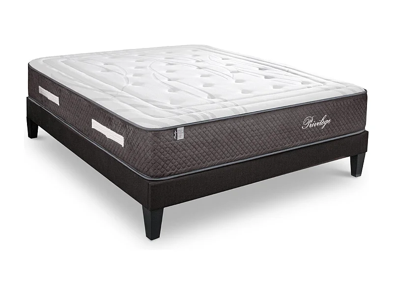 BELLECOUR LITERIE | Ensemble PRIVILEGE 200x220 cm | Matelas Ressorts ensachés + Sommier Bois