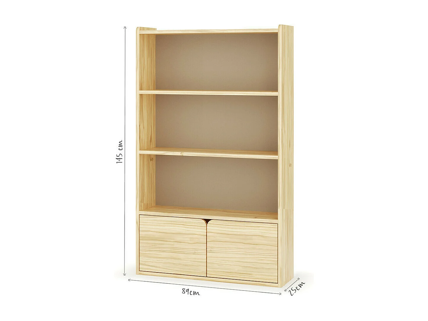 Bibliothèque étagère 2 portes  bois massif bois SIDNEY