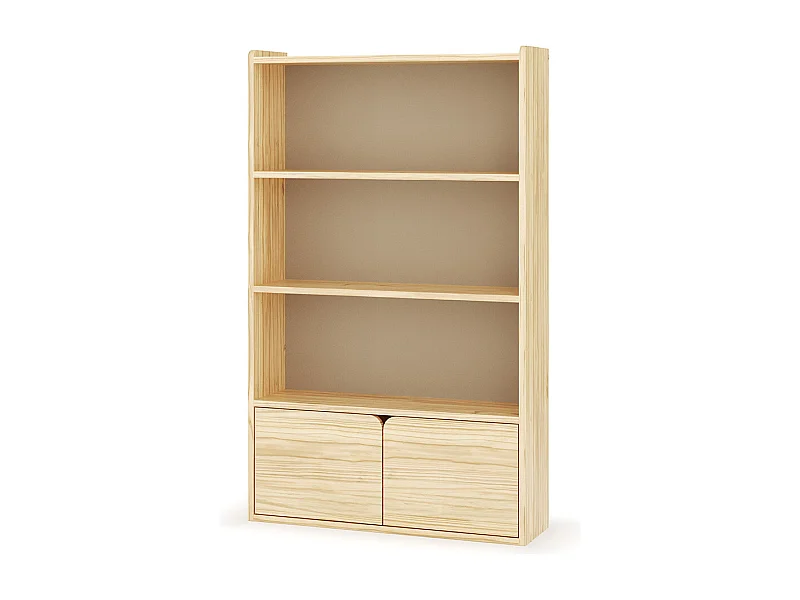 Bibliothèque étagère 2 portes  bois massif bois SIDNEY