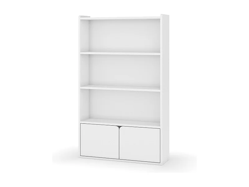 Bibliothèque étagère 2 portes  bois massif blanc SIDNEY