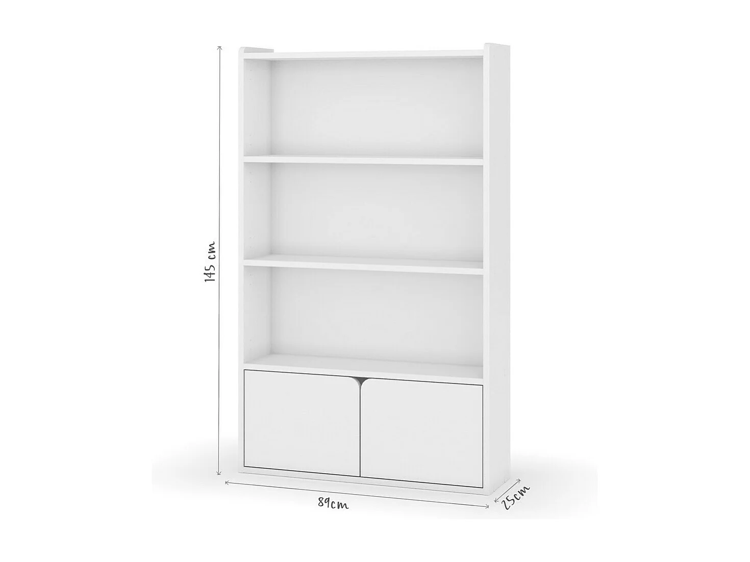 Bibliothèque étagère 2 portes  bois massif blanc SIDNEY