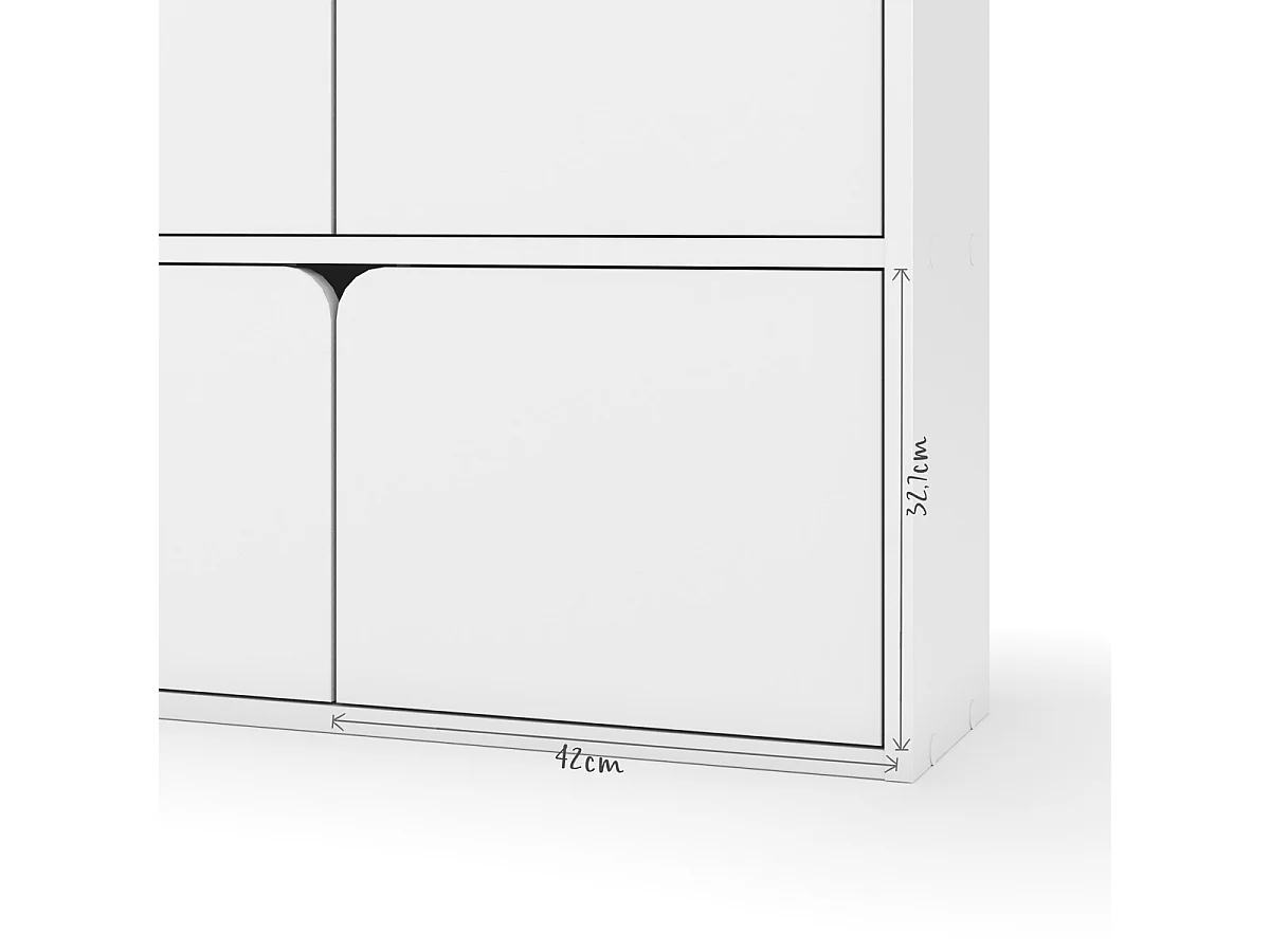 Bibliothèque étagère 2 portes  bois massif blanc SIDNEY