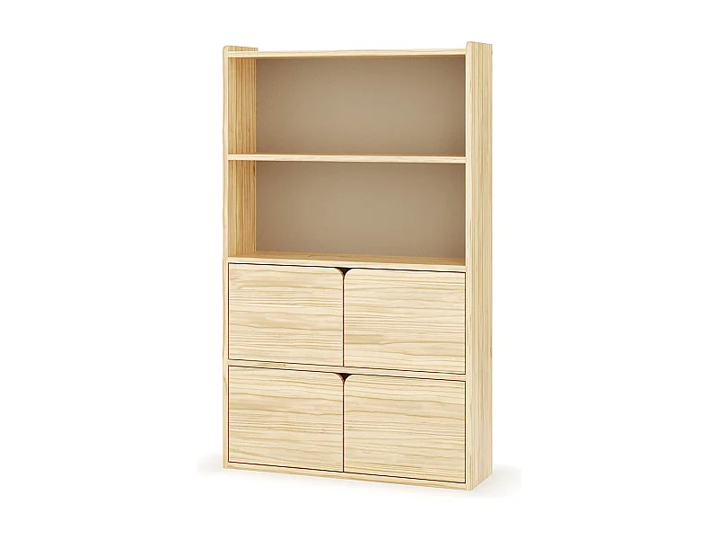 Bibliothèque étagère 4 portes  bois massif bois SIDNEY