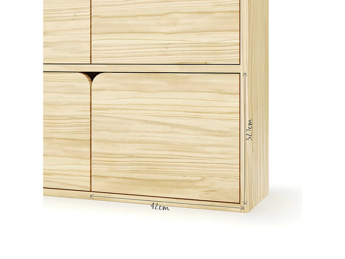 Bibliothèque étagère 4 portes  bois massif bois SIDNEY