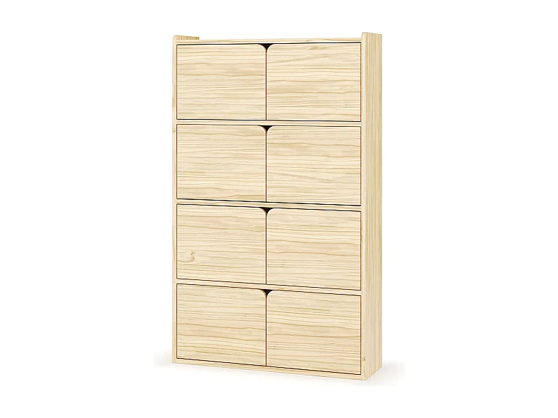 Bibliothèque étagère 8 portes  bois massif bois SIDNEY