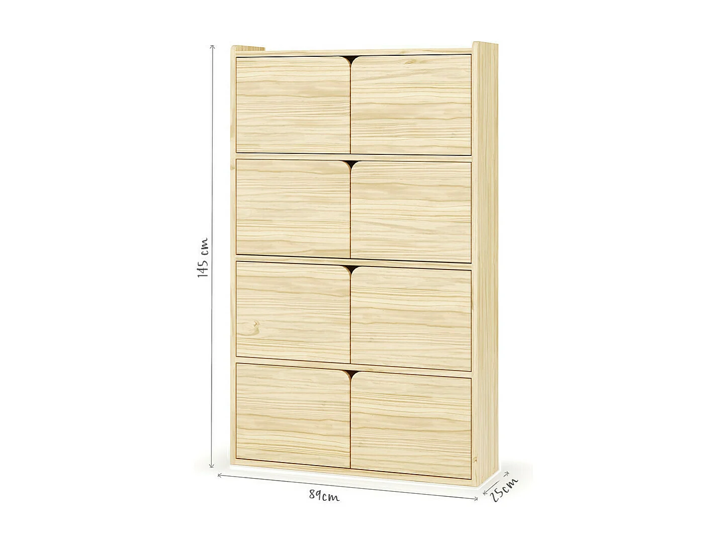 Bibliothèque étagère 8 portes  bois massif bois SIDNEY