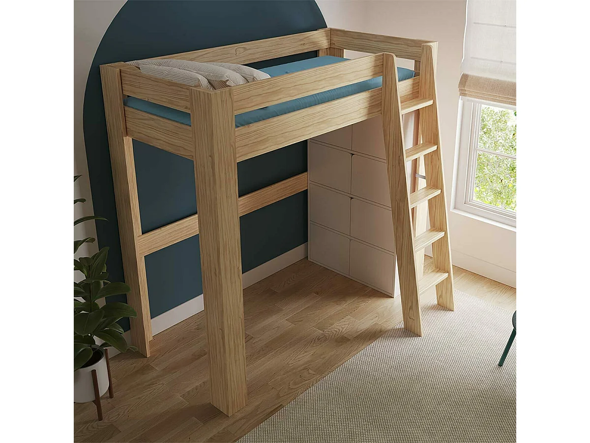 Bibliothèque étagère 8 portes  bois massif blanc SIDNEY