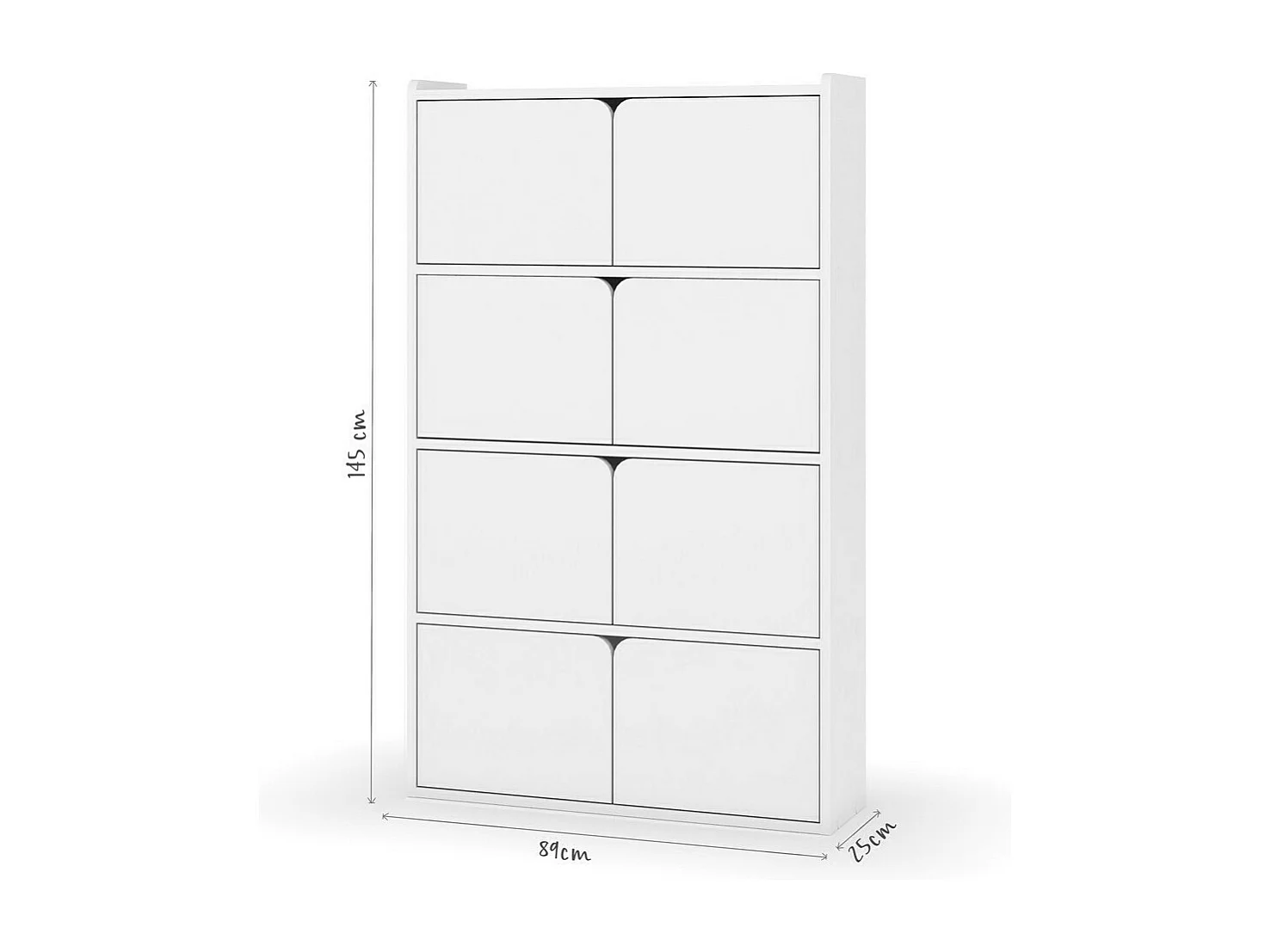 Bibliothèque étagère 8 portes  bois massif blanc SIDNEY