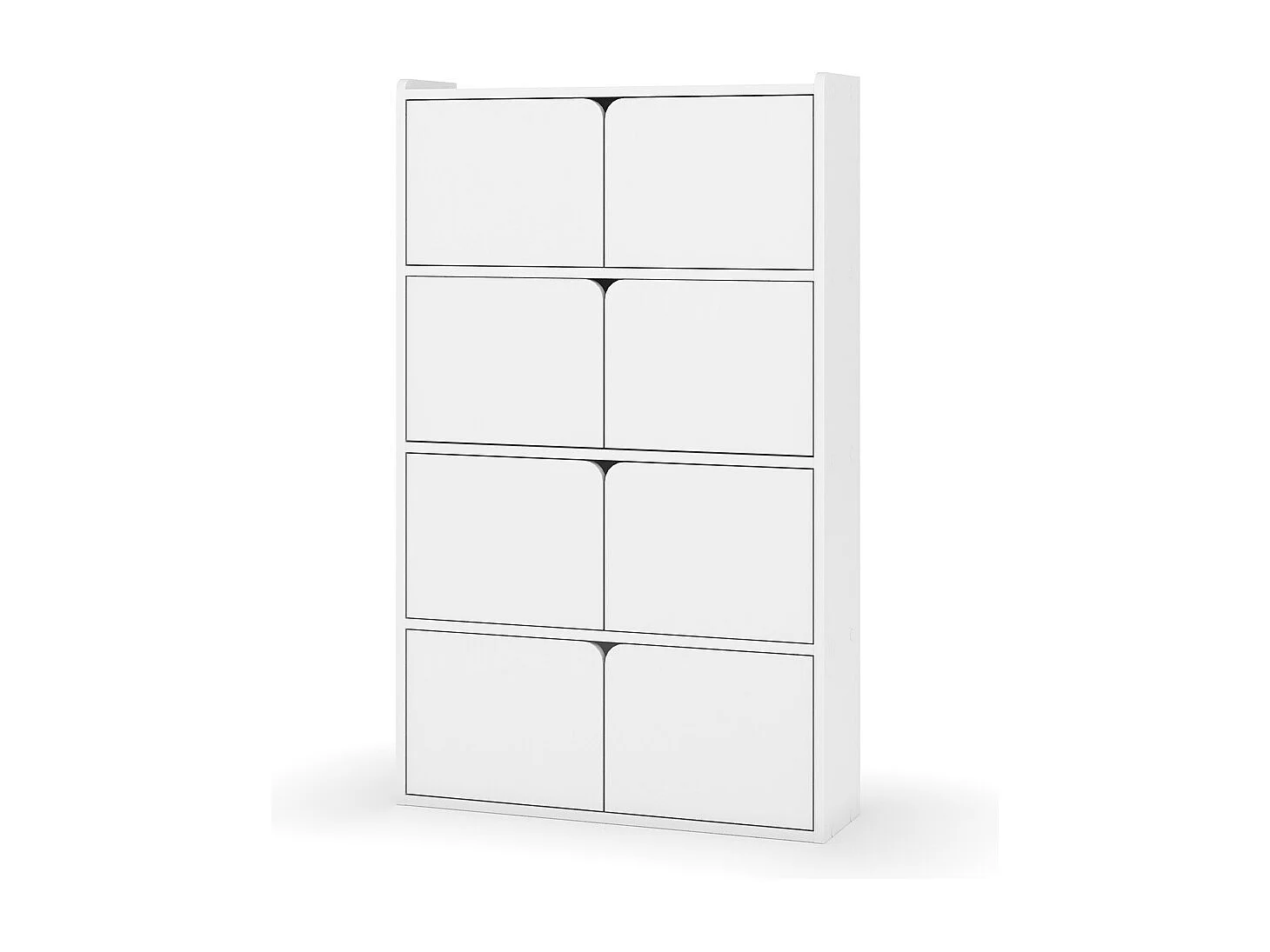 Bibliothèque étagère 8 portes  bois massif blanc SIDNEY