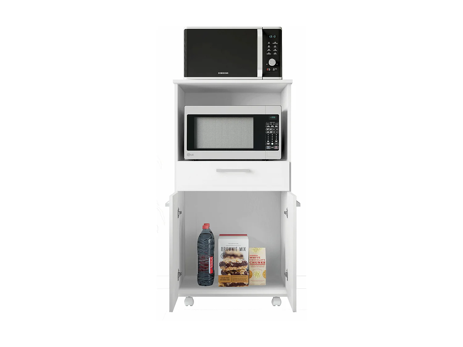 Armario Multiusos o escobero una Puerta y Ruedas en Color Blanco - Buyqualia