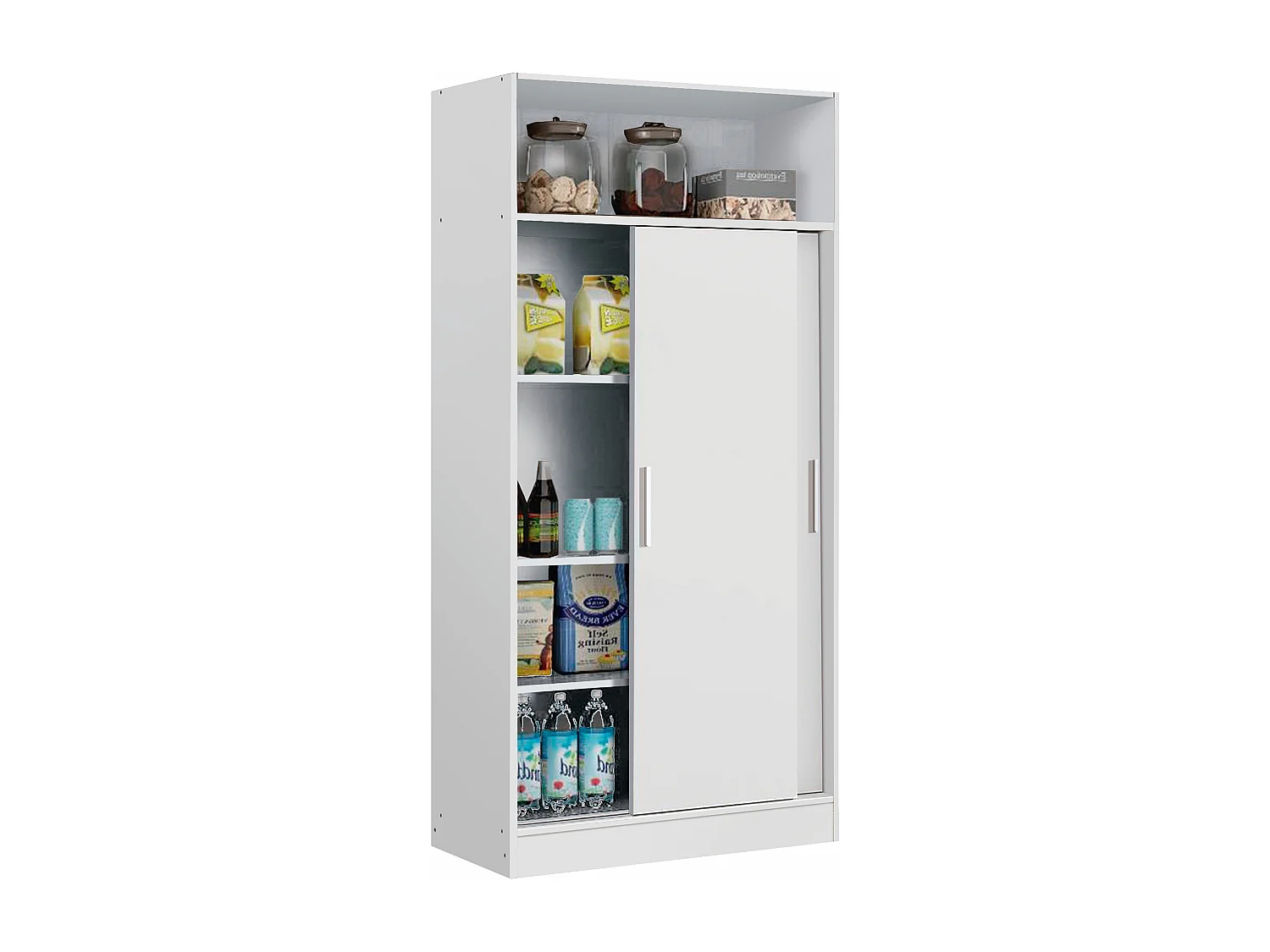 Armario despensa hogar Multiusos de Gran Capacidad con Puertas correderas en Color Blanco (Alto 157 / Ancho 82 / Fondo 38) cm - Buyqualia