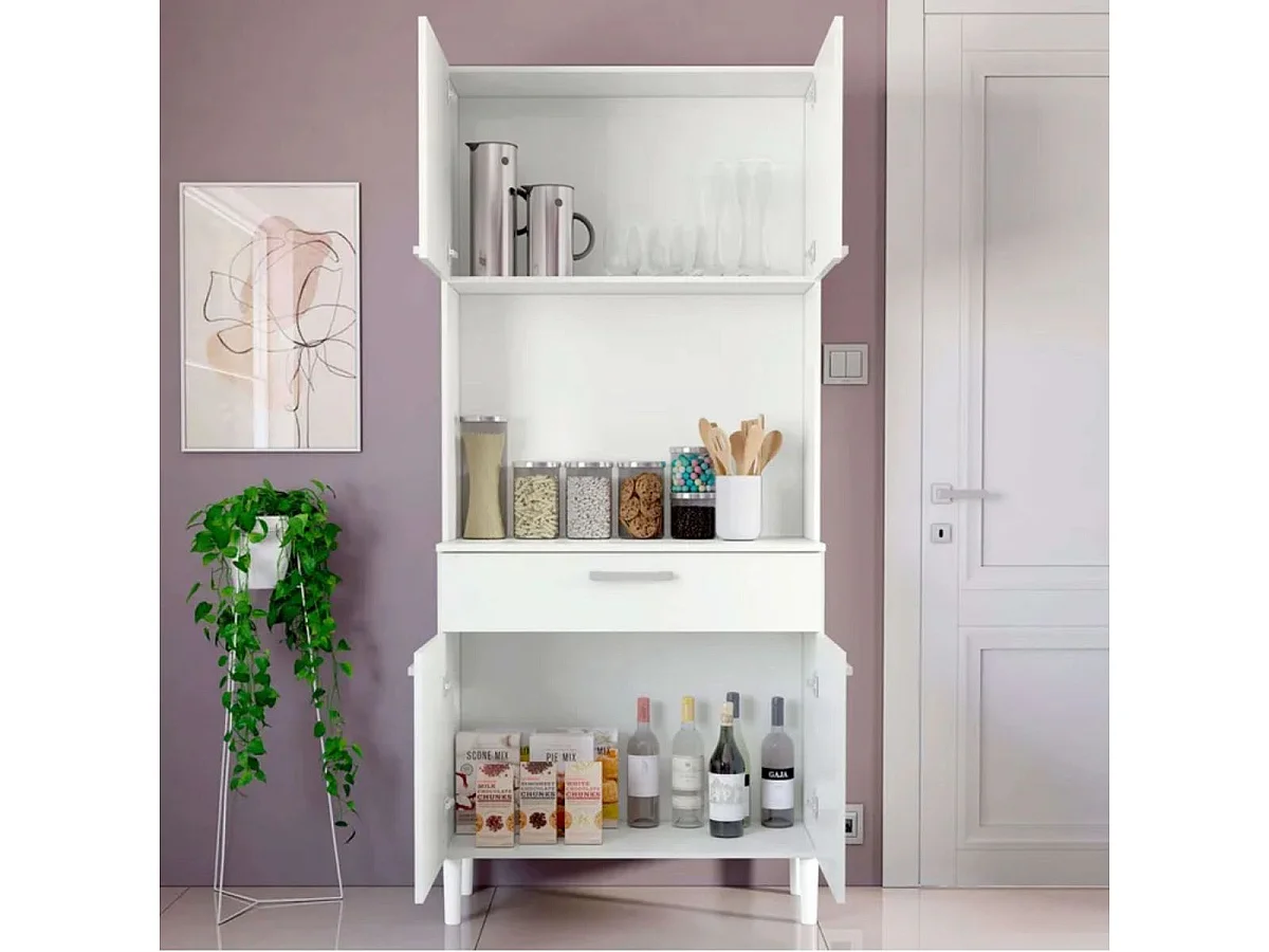 Armario Hogar 4 Puertas 1 Cajón 1H - 180X80X36 Blanco