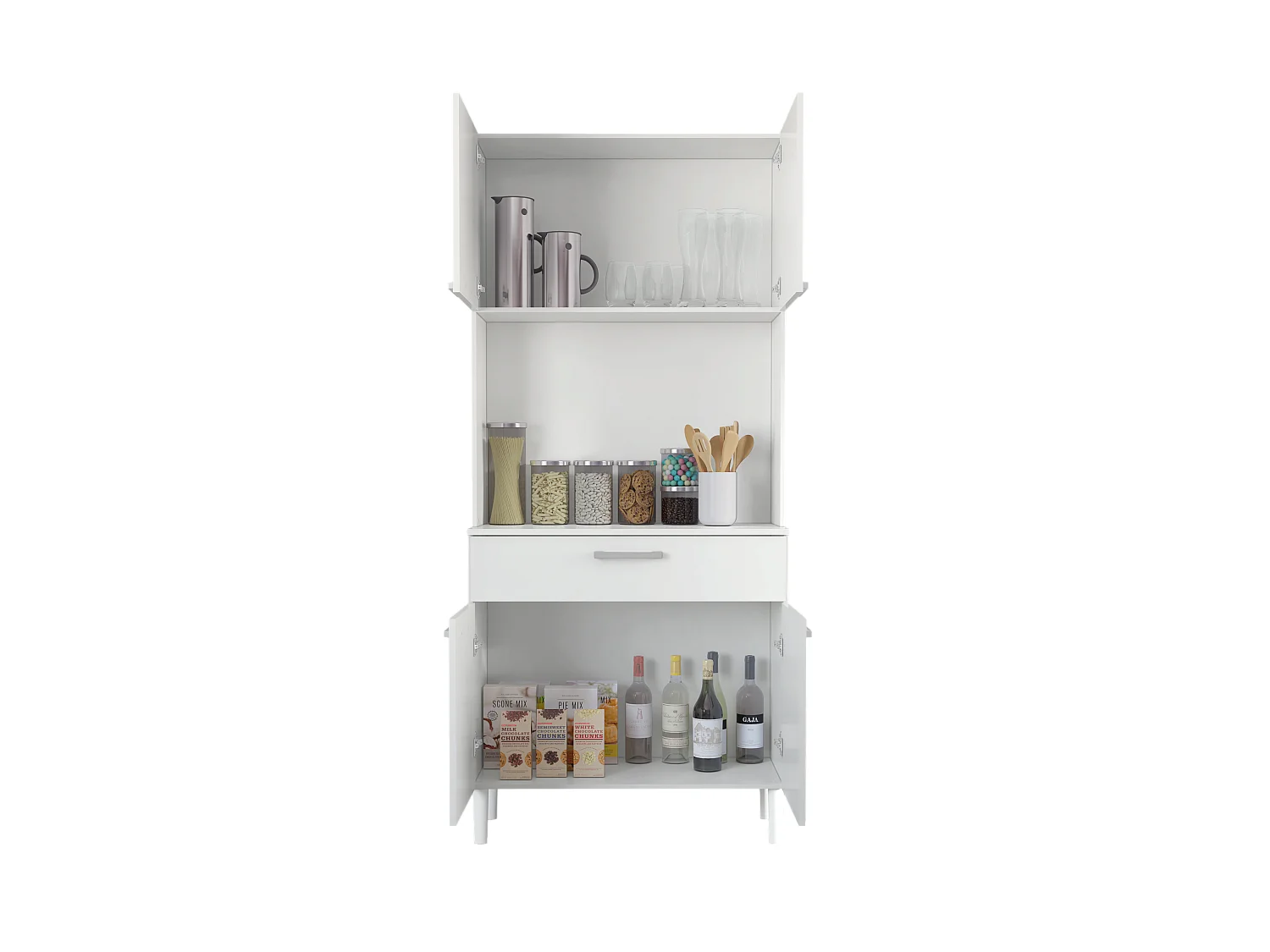 Home Armoire 4 Portes 1 Tiroir 1H - 180X80X36 Blanc