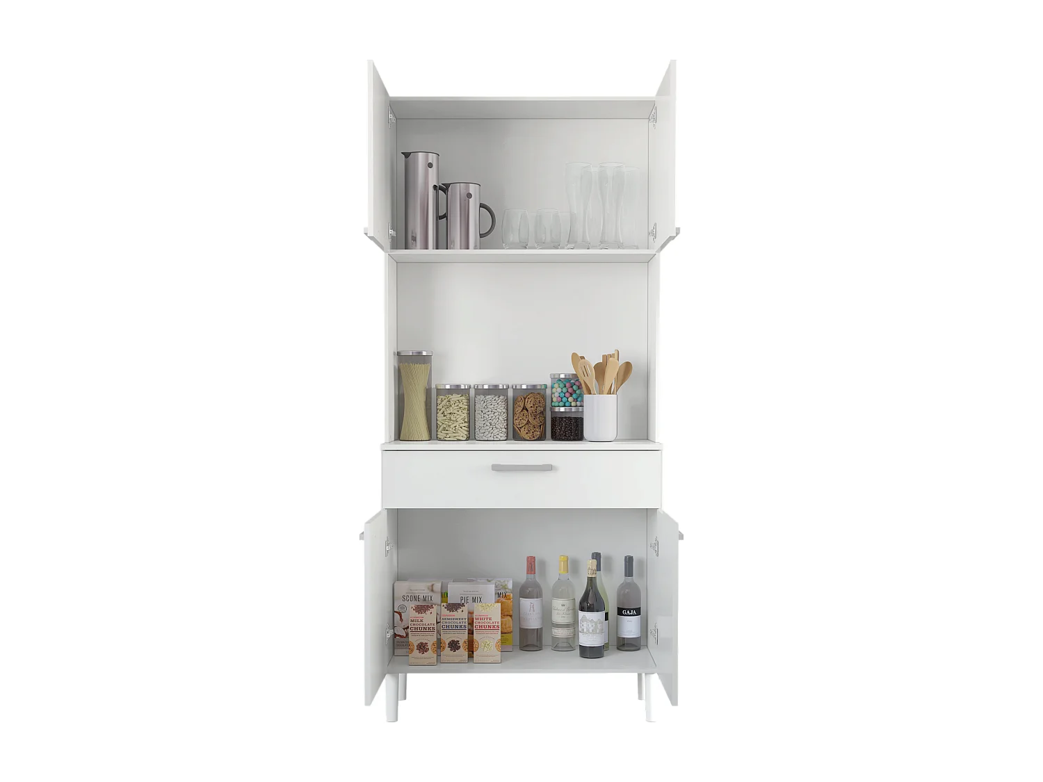 Armario Hogar 4 Puertas 1 Cajón 1H - 180X80X36 Blanco