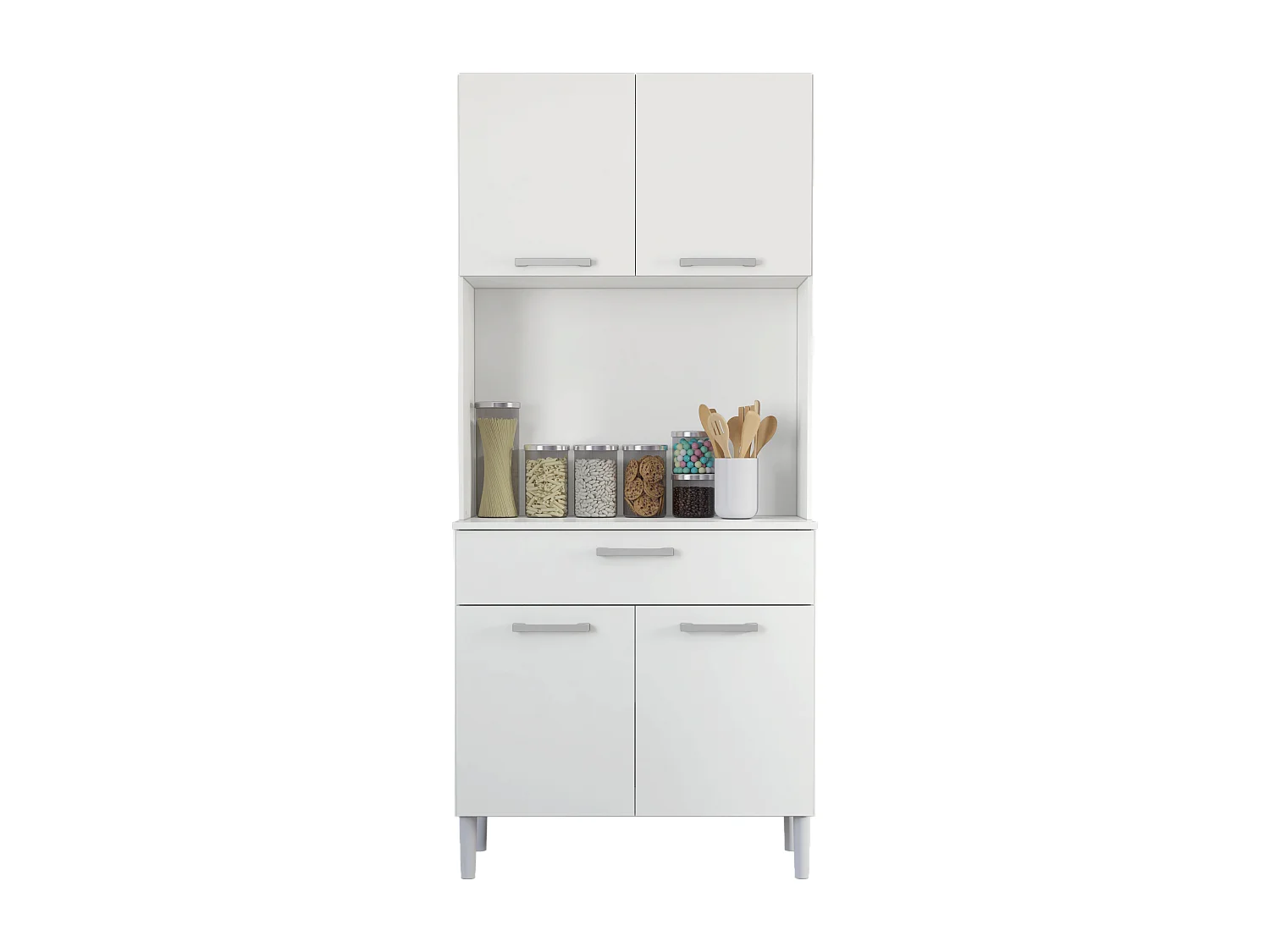Armario Hogar 4 Puertas 1 Cajón 1H - 180X80X36 Blanco