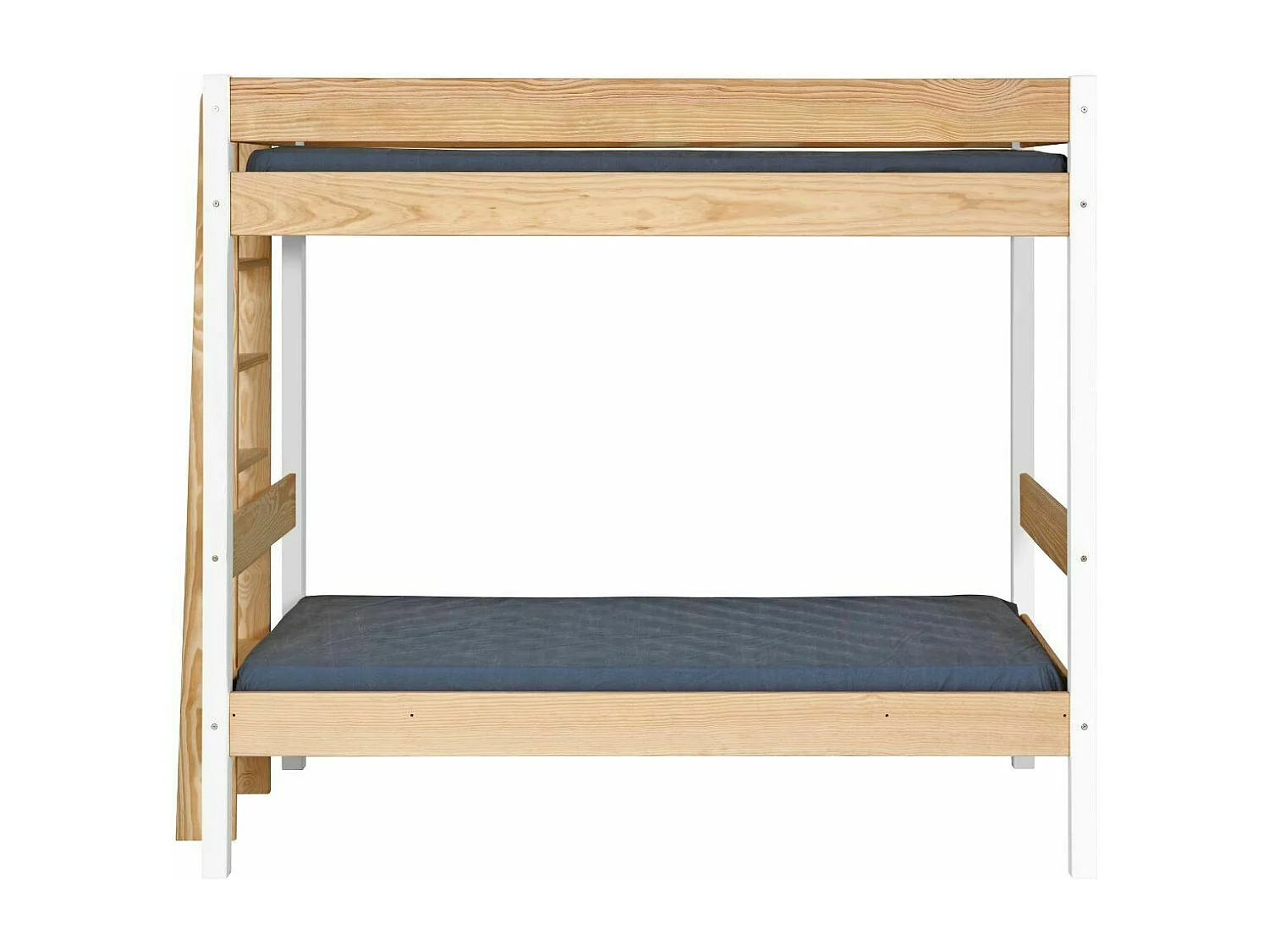 Pack lit superposé avec matelas 90x190 cm bois massif blanc et bois TINO