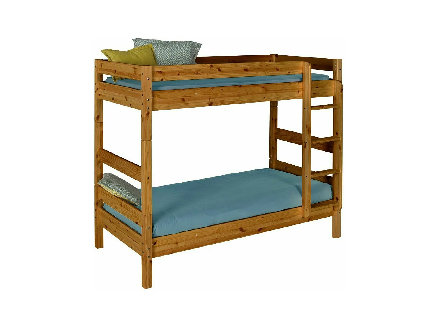 Pack lit superposé séparable avec 2 matelas 80x190 cm bois massif miel AARON