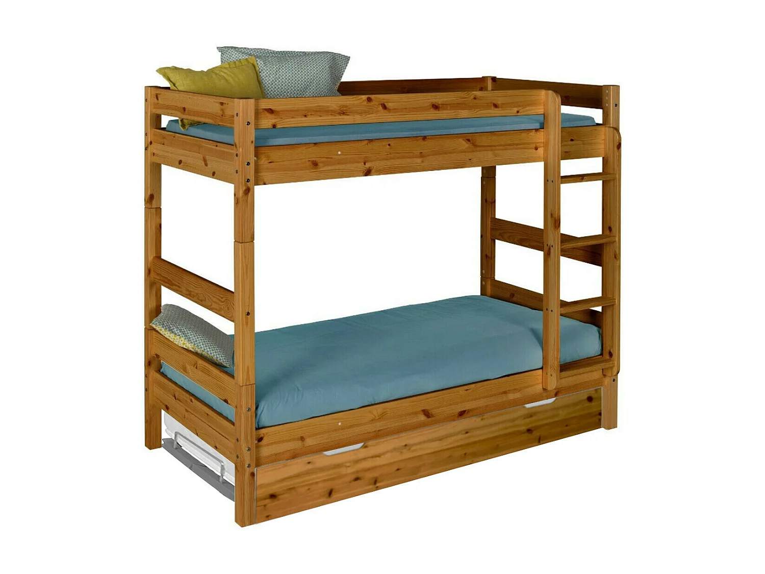 Lit superposé avec sommier gigogne 80x190 cm bois massif miel AARON