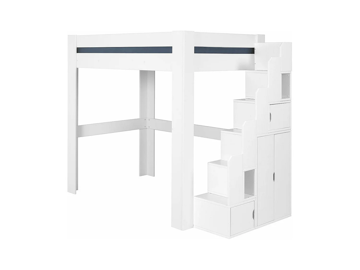 Pack lit mezzanine avec matelas 140x190 cm bois massif blanc LEX