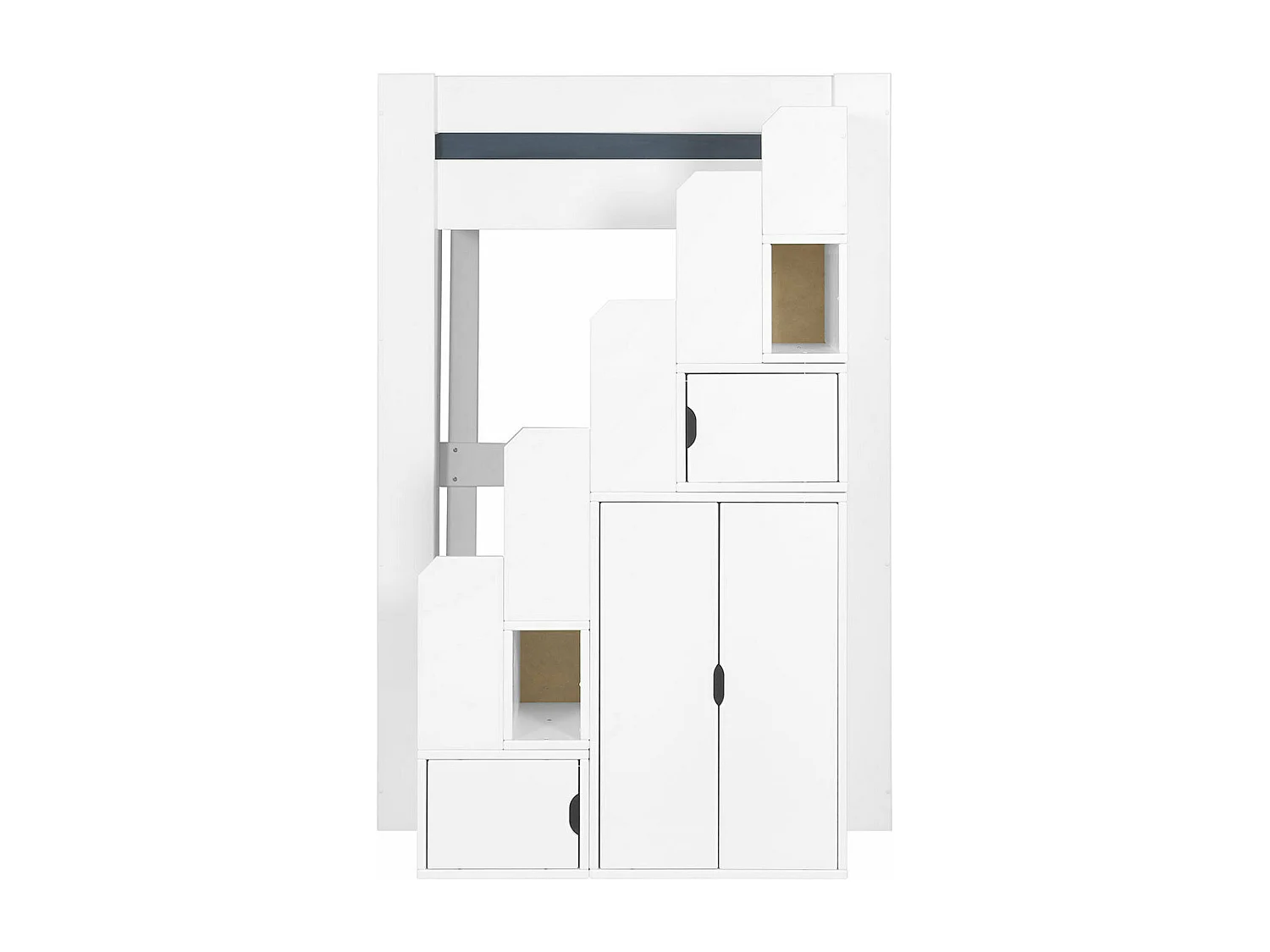 Lit mezzanine 2 places avec bureau 120x190 cm bois massif blanc LEX