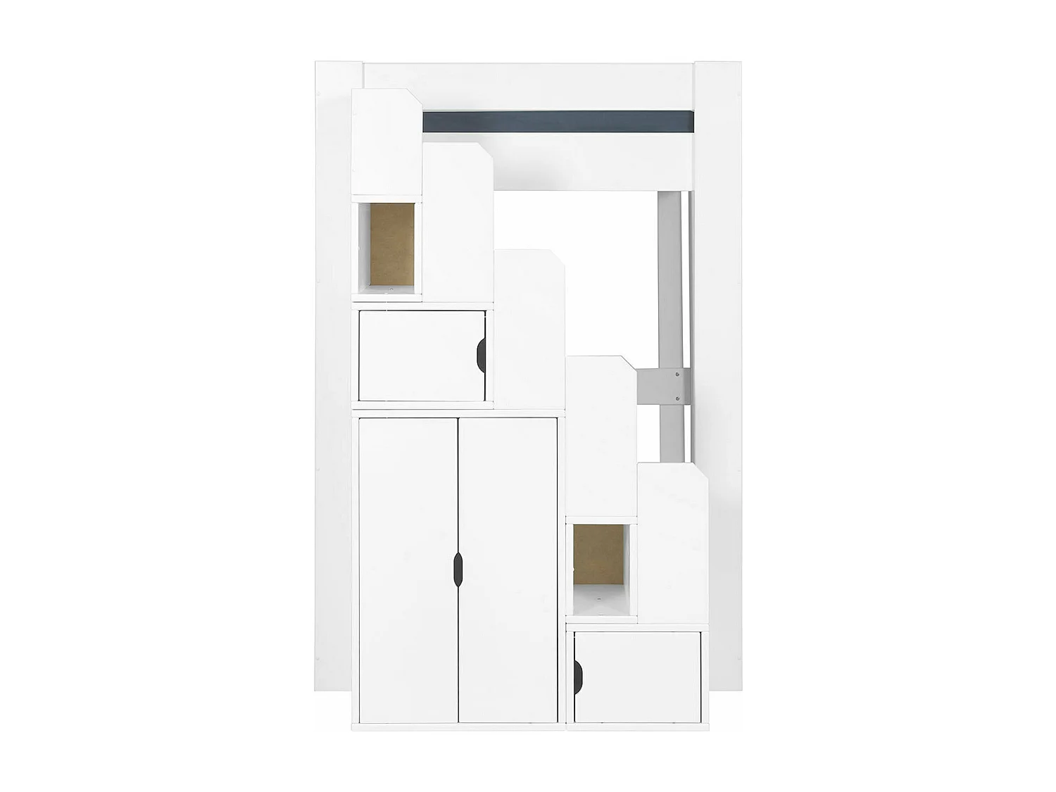 Lit mezzanine 2 places avec bureau 120x190 cm bois massif blanc LEX