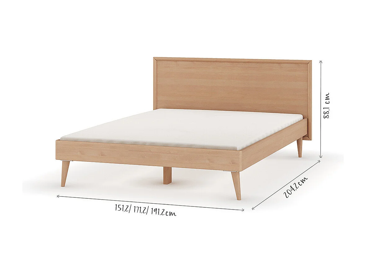 Pack lit avec matelas Mia 160x200 cm bois massif bois naturel MIA