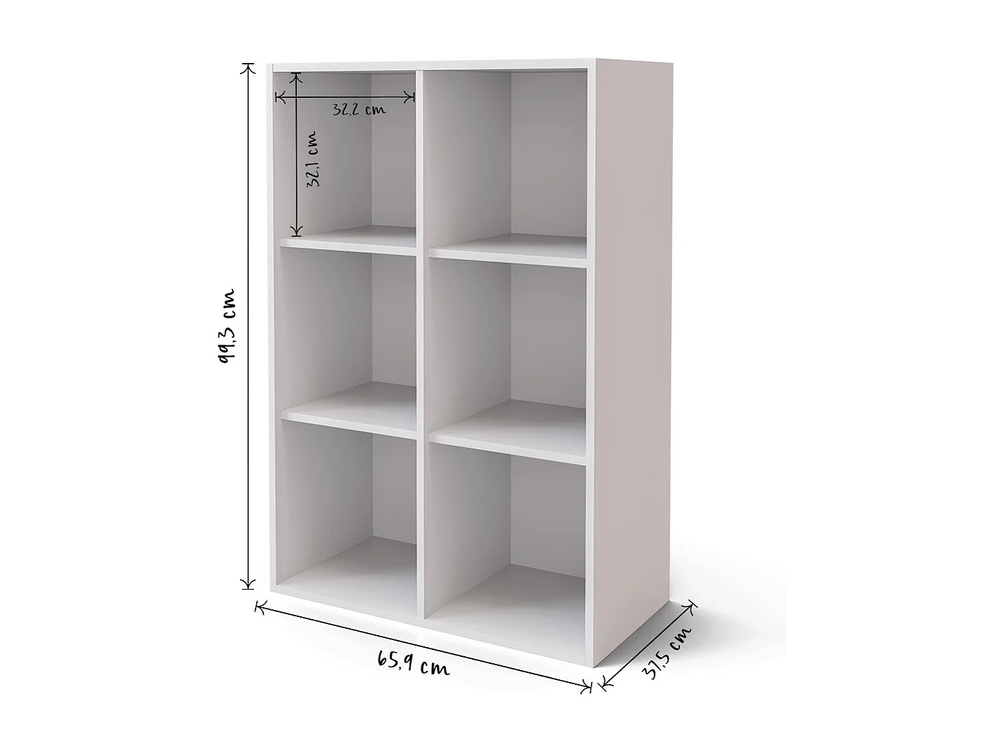 Meuble de rangement 6 cases  panneaux de fibres blanc KENAN