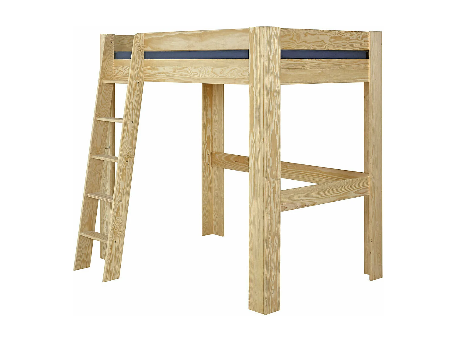 Pack lit mezzanine 2 places avec bureau et matelas 120x190 cm bois massif bois naturel LEE