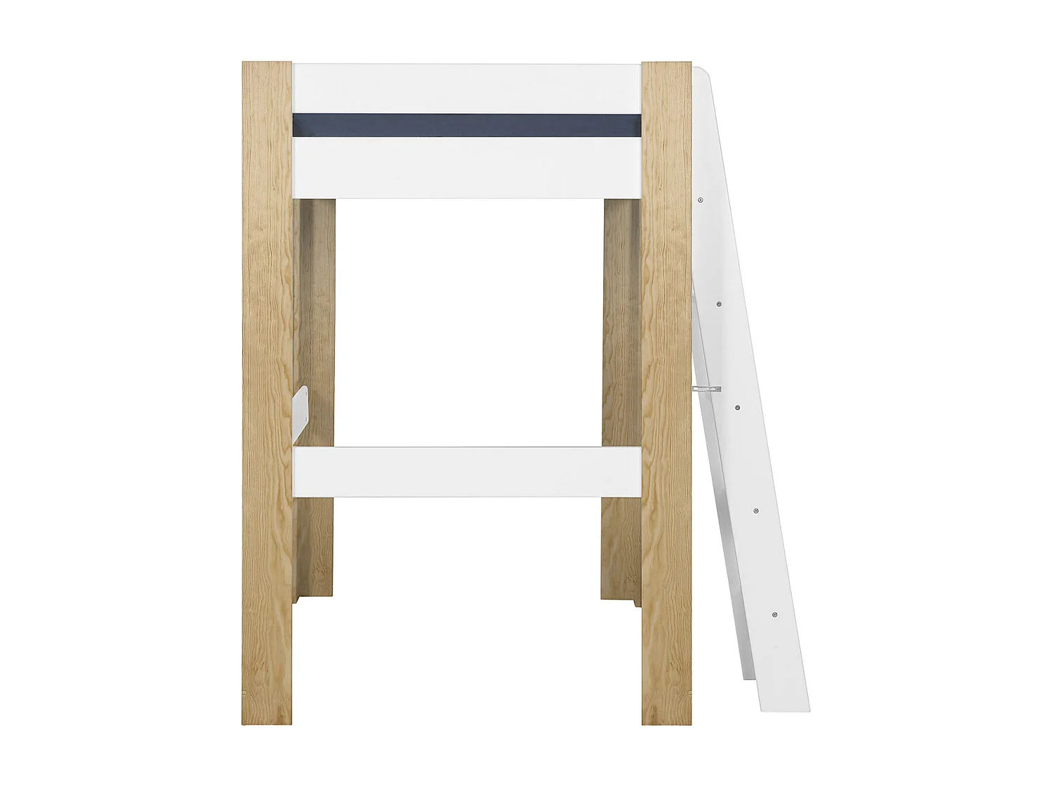 Lit mezzanine 2 places 120x190 cm bois massif blanc et bois LEE