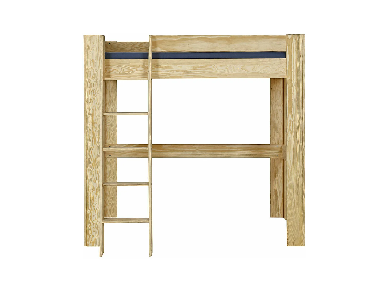 Lit mezzanine 2 places 140x190 cm bois massif bois naturel LEE