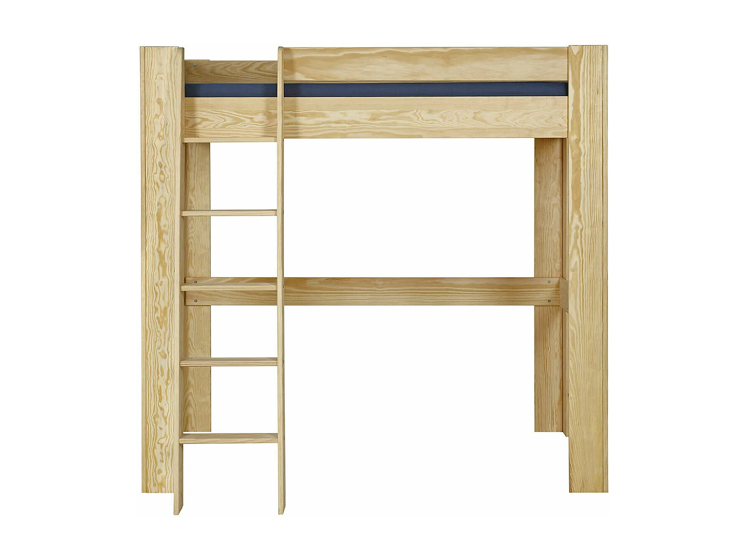 Lit mezzanine 2 places 140x190 cm bois massif bois naturel LEE