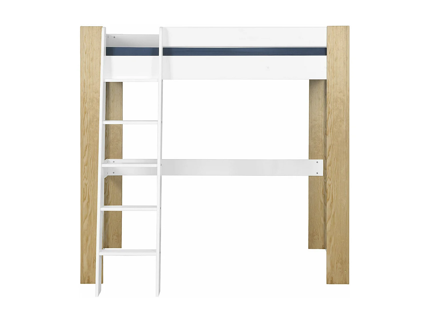 Pack lit mezzanine 2 places avec bureau et matelas 120x190 cm bois massif blanc et bois LEE