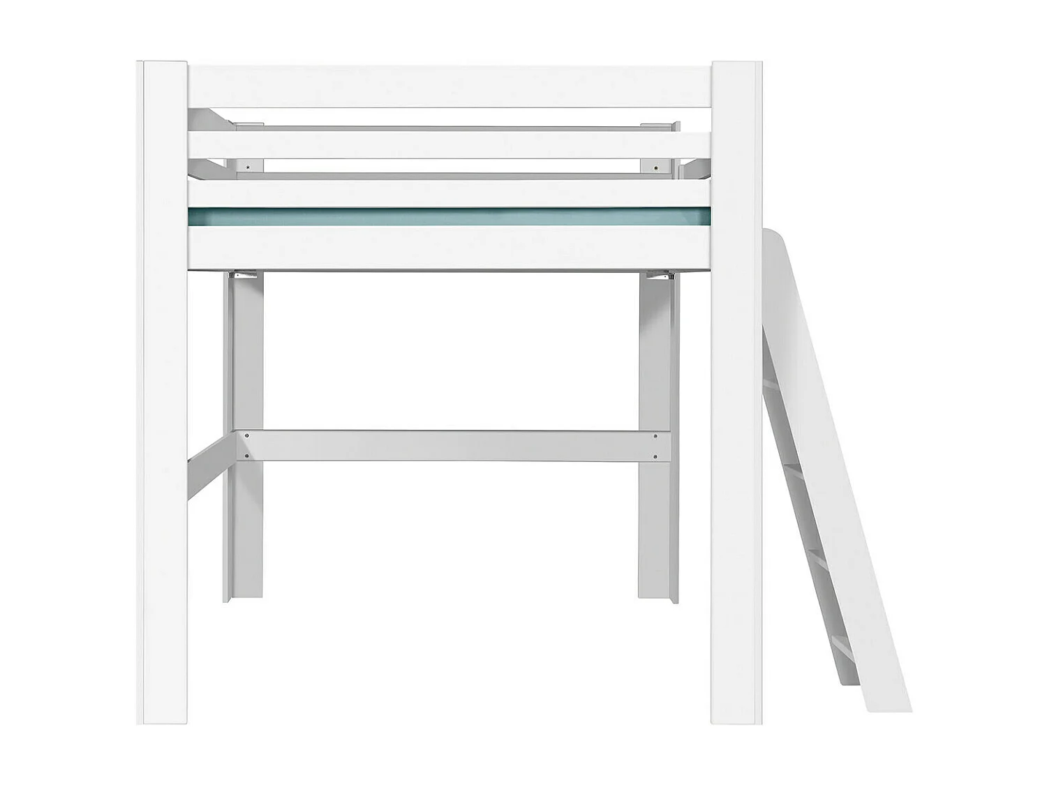 Lit mezzanine 2 places 200x200 cm bois massif blanc SURI