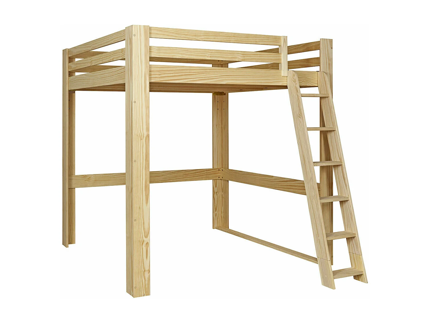 Lit mezzanine 2 places 200x200 cm bois massif bois SURI