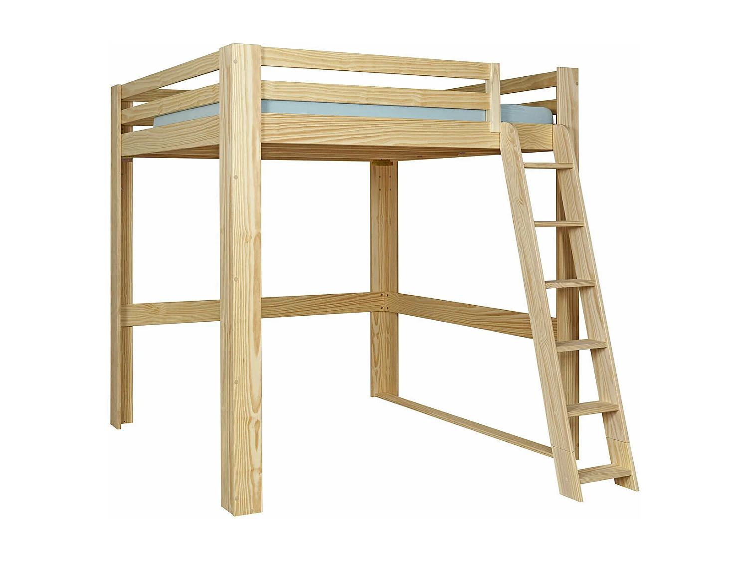 Lit mezzanine 2 places 200x200 cm bois massif bois SURI