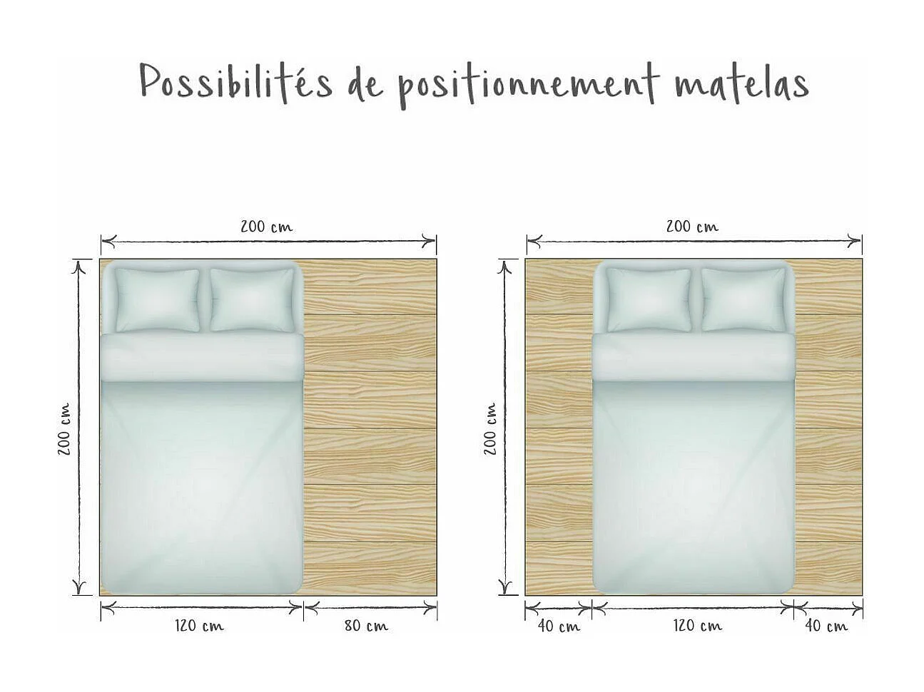 Lit mezzanine 2 places 200x200 cm bois massif bois SURI