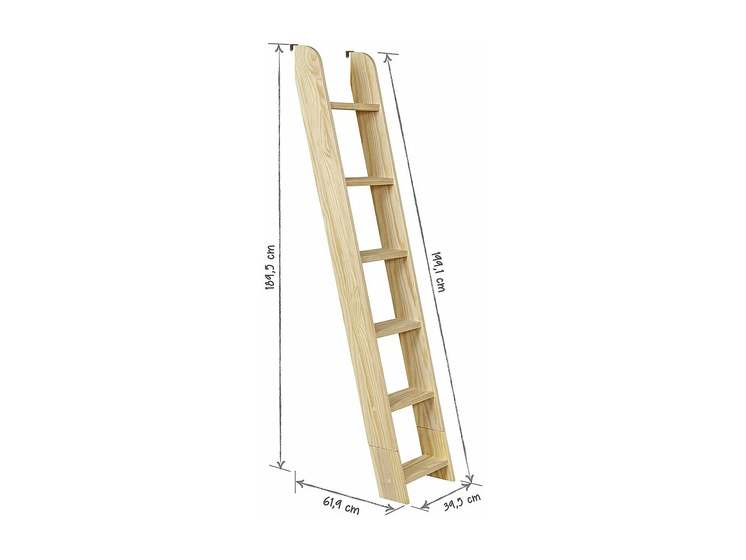 Lit mezzanine 2 places 200x200 cm bois massif bois SURI