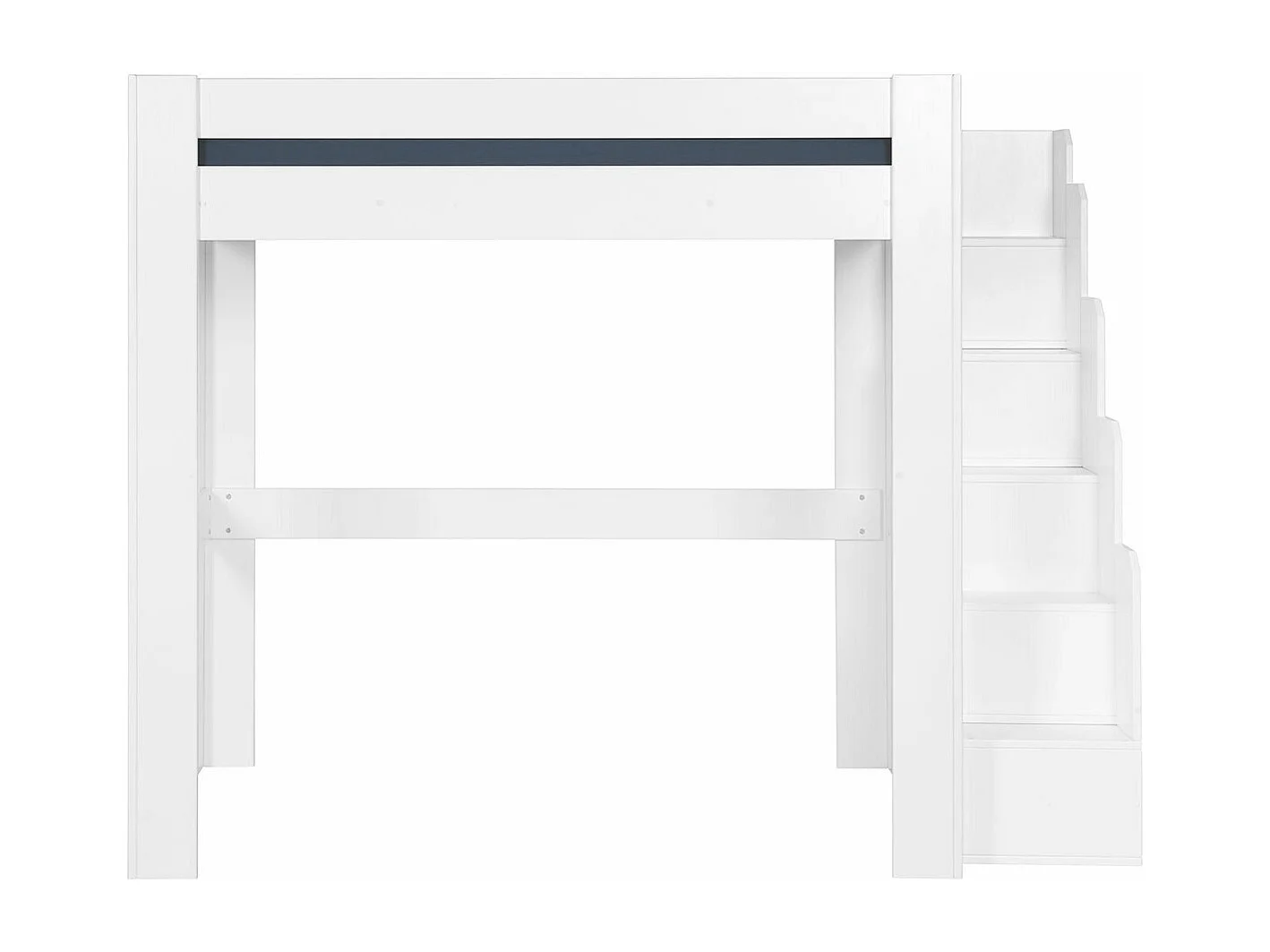 Lit mezzanine 2 places 140x190 cm bois massif blanc LEX