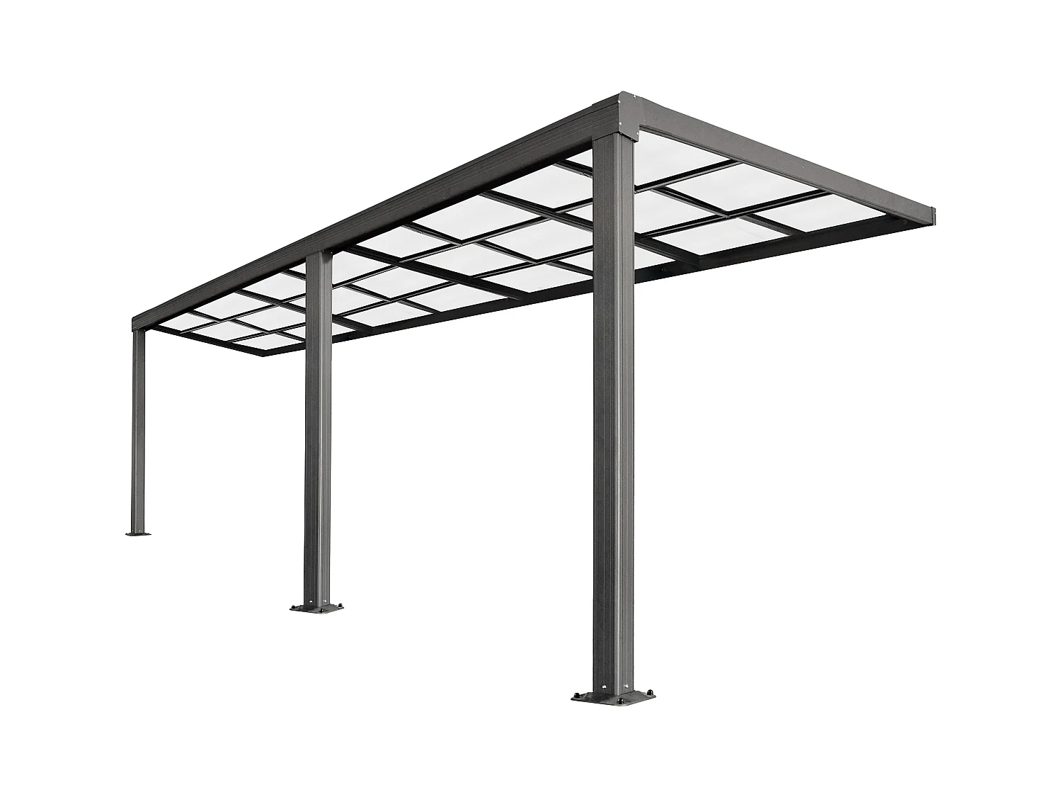 Pérgola adosada con techo corredizo - 18 m² - antracita - IZEDA