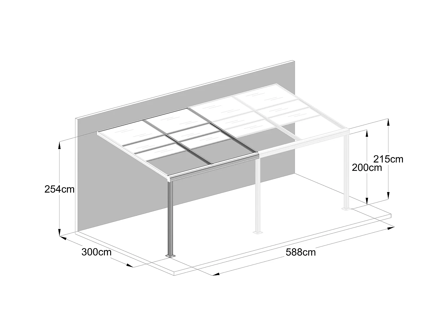 Pérgola adosada con techo corredizo - 18 m² - antracita - IZEDA