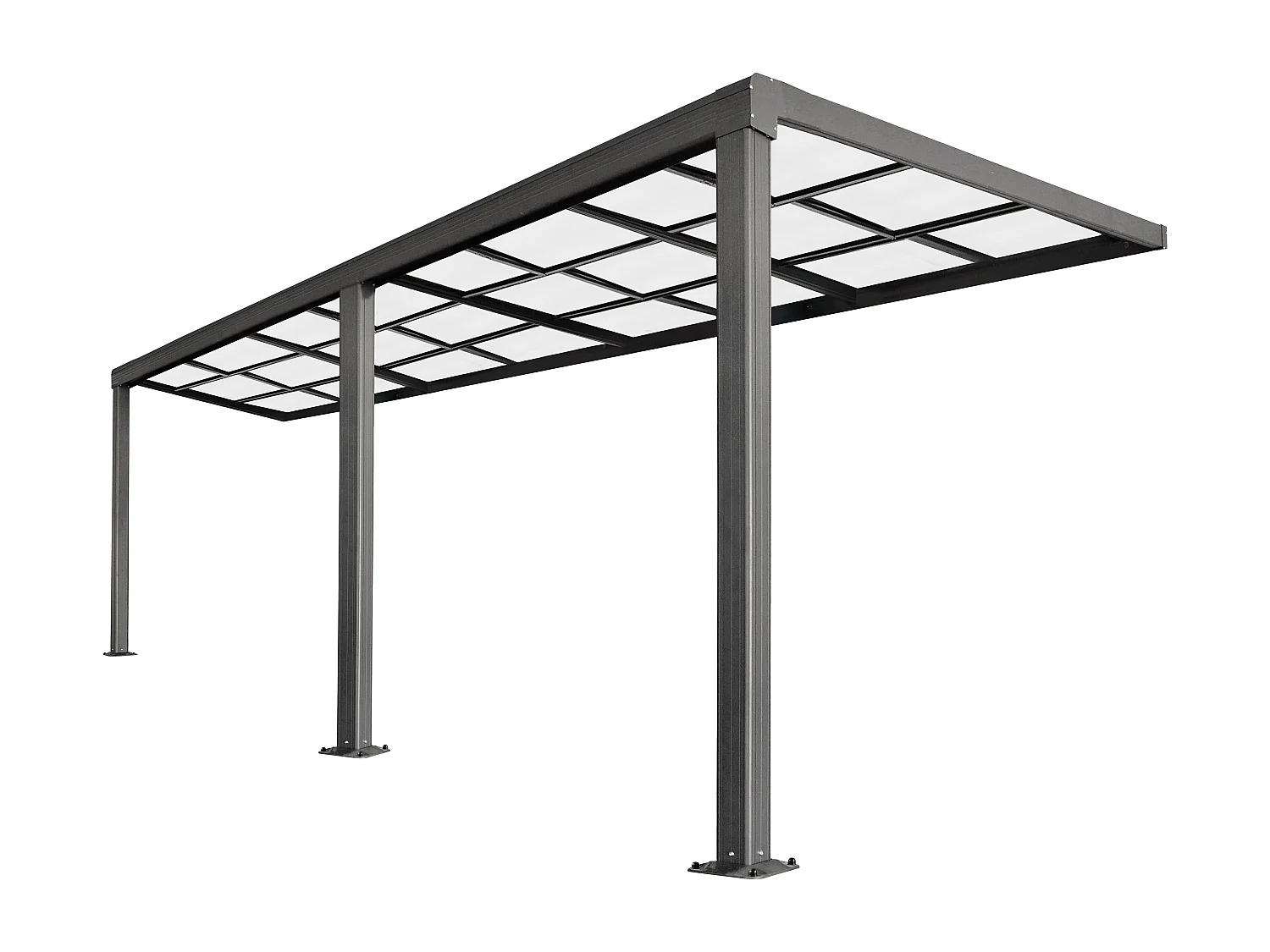 Pergola voor tegen de muur met schuifbaar dak - 18 m² - Antraciet - IZEDA