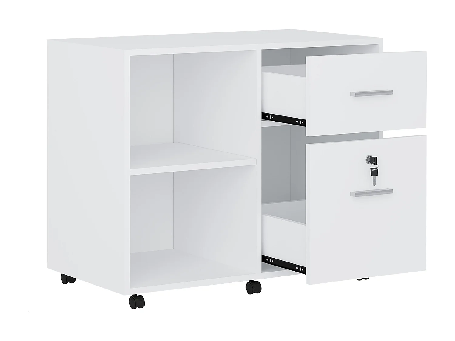 Caisson de bureau - 2 tiroirs - Blanc - NILIKO