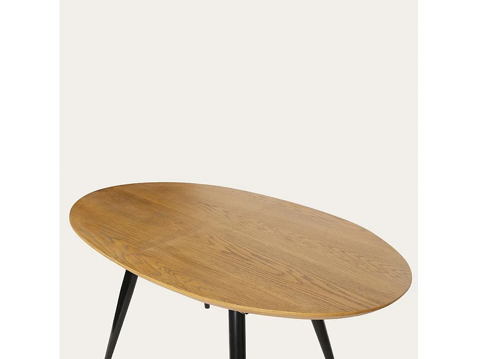 Table à manger extensible effet bois chêne marron 160x76