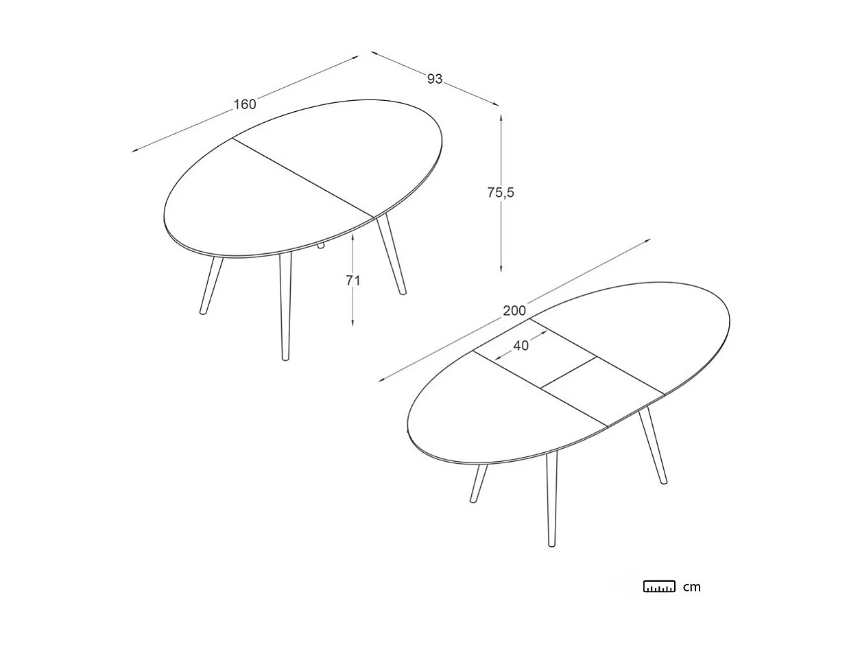 Table à manger extensible effet bois chêne marron 160x76