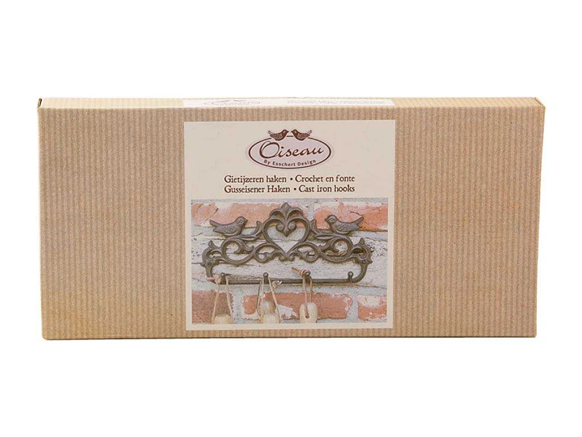 Porte manteau 4 crochets en fonte Oiseaux