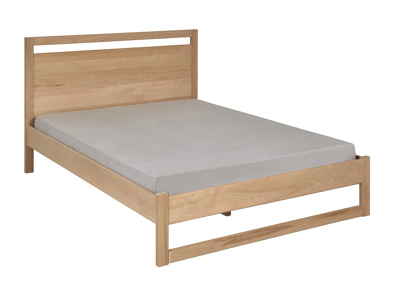 Pack lit avec matelas 140x190 cm bois massif bois naturel LIO