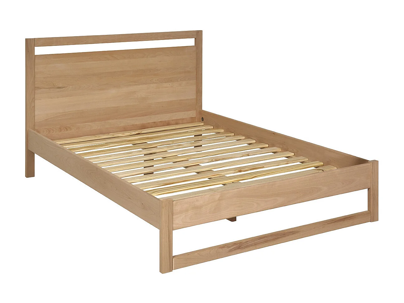 Pack lit avec matelas 140x190 cm bois massif bois naturel LIO